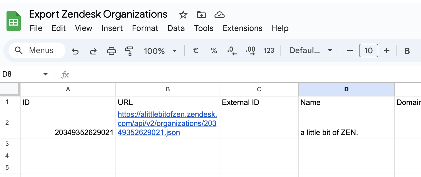 Export Organizations To Google Sheets
