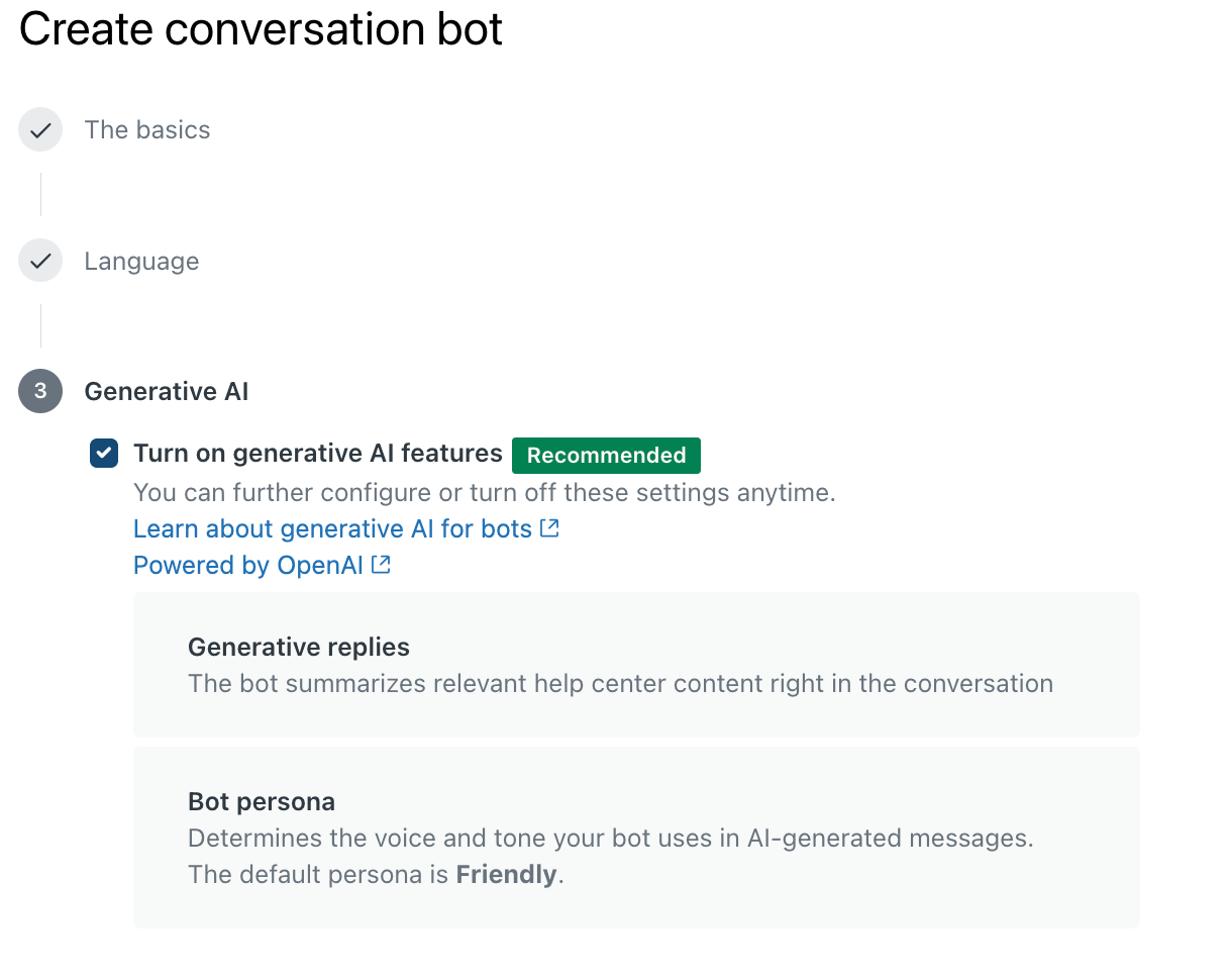 Zendesk AI Agents in 2 minutes or less 4 Enable Generative AI toggle