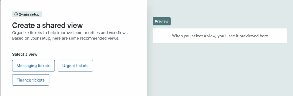 Setup for shared view selection options
